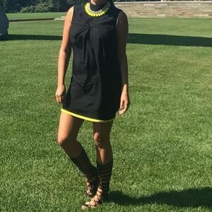 LAMB Gwen Stefani woman’s black green trim Shift sleeveless mini dress